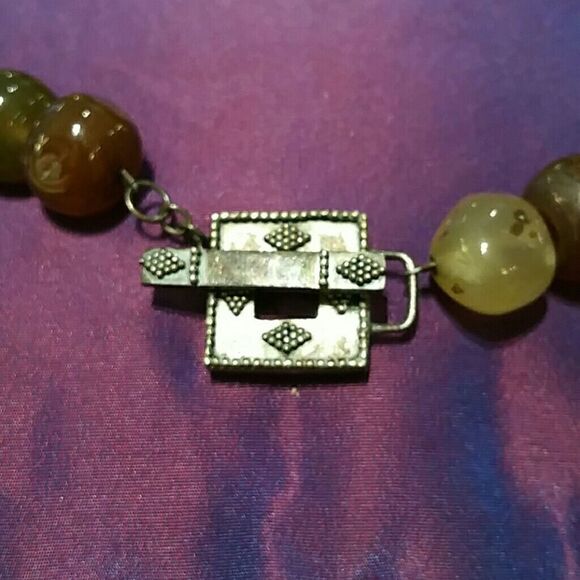 Rutilated Amber,  Green, and Gold Quartz Necklace - Picture 3 of 3
